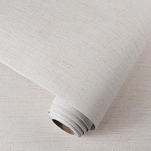 CAX Grasscloth Peel and Stick Wallpaper Beige Textured Contact Paper by CAXPeelandStickWallpaper