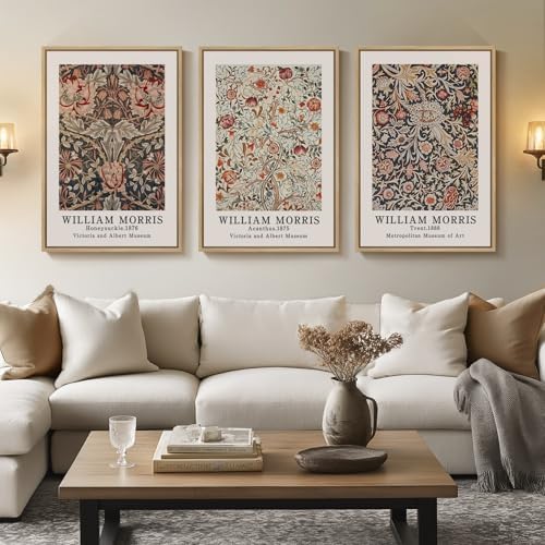 Large Framed William Morris Floral Canvas Wall Art - Image 2