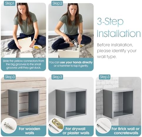 Kaboon Cube Floating Shelves Set2, Display Shelves Wall Mount 7.75" D x 12.5" W - Image 4