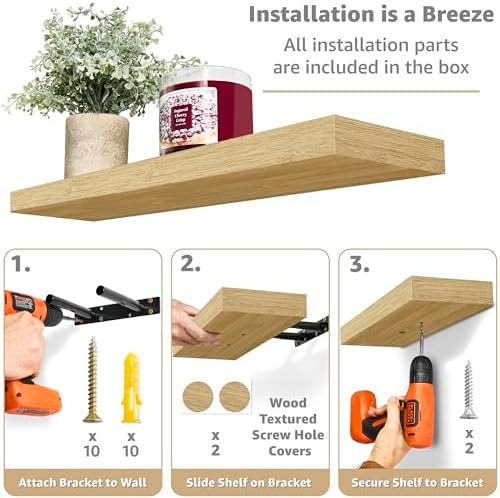 Sorbus Floating Shelves for Wall, Wood Wall Storage - Image 4
