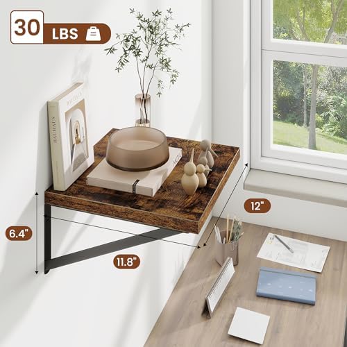 Deep Wall Shelves 12"W x 12"D Engineered Wood Floating Shelves - Image 3