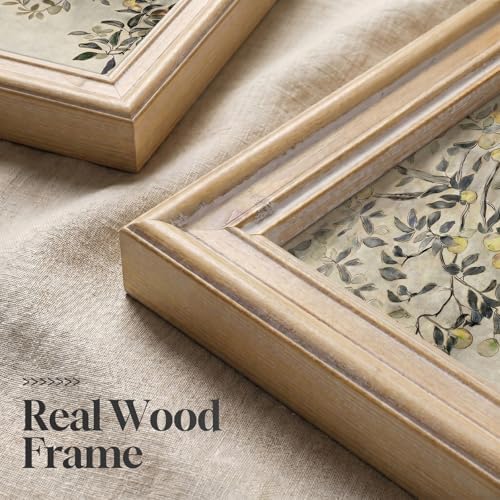 Large Vintage Framed 3 Piece Tree Wall Art - Image 5