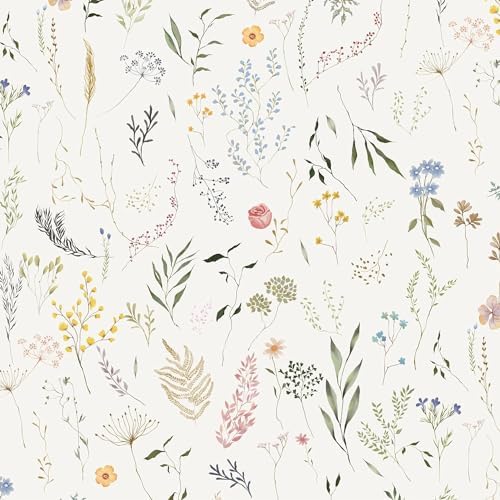 Dimoon 78.7"x16.1" Floral Peel and Stick Wallpaper Beige Contact Paper Thicken by DIYYOURMOON