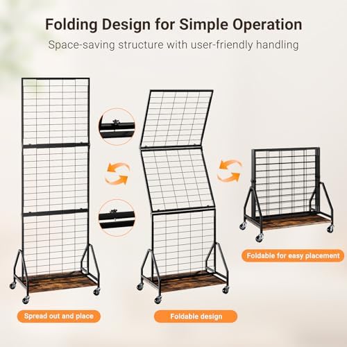 ELYKEN 2 Pack Foldable Grid Wall Panels, 5.7 x 2 FT Gridwall Display Rack - Image 2