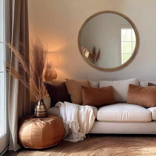 36" Round Wood Mirror - Image 5