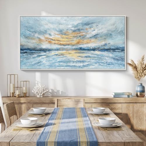 Large Framed Coastal Abstract Wall Art - Image 3
