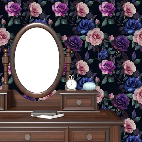 Laatse Gothic Purple Floral Wallpaper Peel and Stick 17.5" × 118" - Image 2