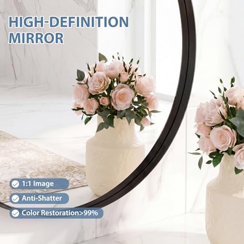 DUMOS Round Wall Mirror 30 Inch, Bathroom Wall Circle Mirror - Image 3