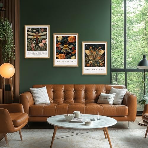 Hianan Wood Framed Morris Dragonfly Floral Wall Art Set of 3, 12x16 in - Image 4