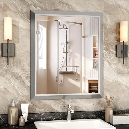 SMIROR 36x30 Brushed Silver Bathroom Vanity Mirror by SMIROR