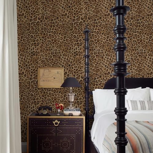JiffDiff Brown Leopard Print Peel and Stick Wallpaper, 17.3" x 1200" - Image 2