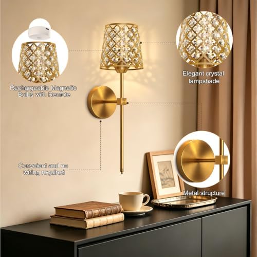 Crystal Battery Operated Wall Sconces Set of 2, Dimmable 12 RGB and 3CCT Wall - Image 7