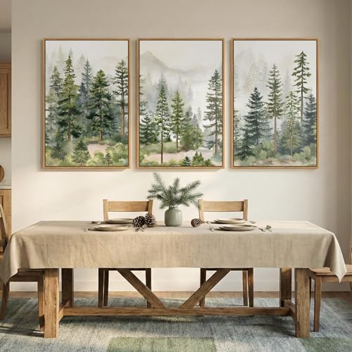 Large Framed Green Forest Landscape Wall Art - Image 4