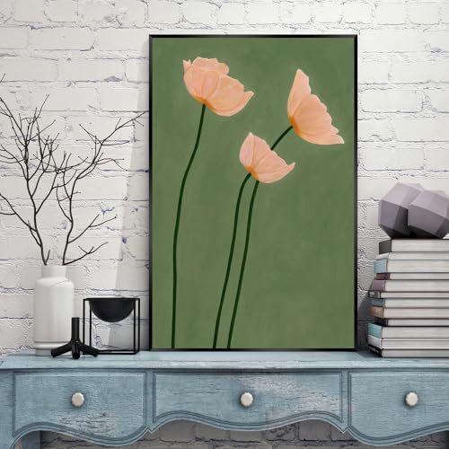 Olive Green Botanical Wall Art Vintage Peony Blush Trio Poster Prints - Image 5
