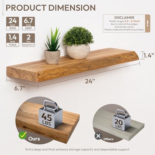Marsmiles 24in Wood Floating Shelves - Image 3