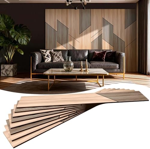 8-Pack Teak Wood Grain 3D Wall Panels by Unknown