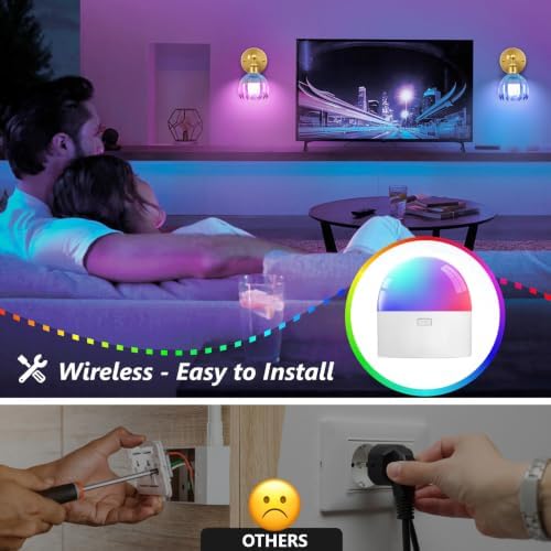 Vintage Battery Operated Wall Sconce, Sky Blue Tulip Glass Lampshade Wireless - Image 2