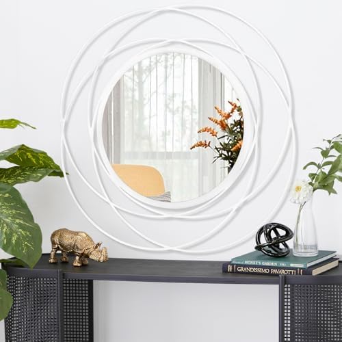 24 inch Round Mirror White, Circle Wall Mirror - Image 2
