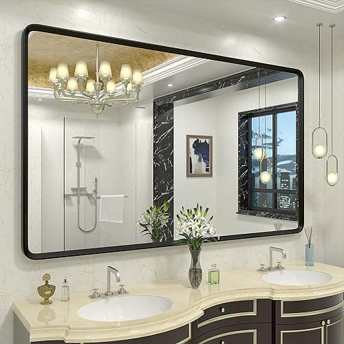 60x36 Black Matte Bathroom Mirror by GOLOMO