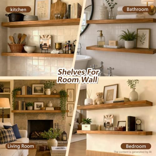 ROGMARS 36 Inches Long Walnut Floating Shelves - Image 4