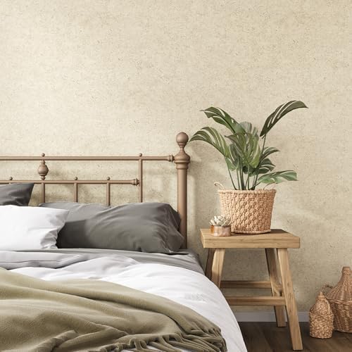 VEELIKE Limewash Wallpaper Textured Beige Concrete Wallpaper Peel and Stick - Image 2