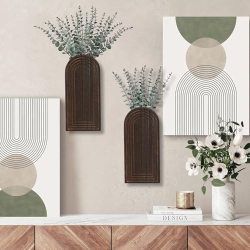 Dnnnii 2 Pack Wooden Wall Vase Set - Image 4
