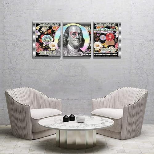Money Wall Art 3 Panels Money Posters Prints Art Colorful one Hundred Dollars - Image 4