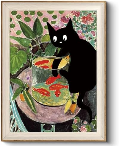 VIYYIEA Framed Silly Cat Wall Art, Impressionism Funny Prints, 16×12 Inch by VIYYIEAART