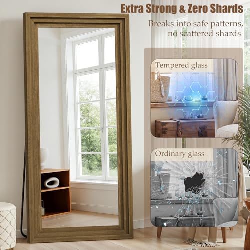 Wood Full Length Mirror 71"x30", Large Solid Wood Frame Floor Mirror - Image 5