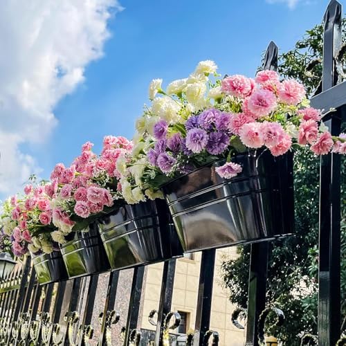 Hanging Planters, 10.6" Metal Railing Planters - Image 2