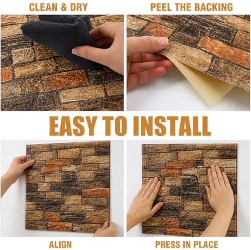 Tinlade 50 Pcs 28.8-48.4 Sq ft 3D Wall Panels Peel and Stick Foam Brick - Image 3