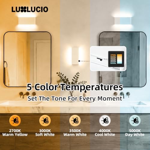10" Hardwired White Rectangular Indoor Up Down LED Wall Sconce - Image 5