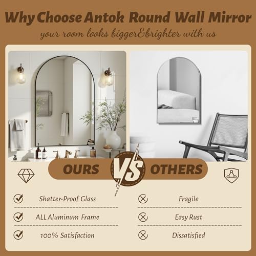 Antok Arched Bathroom Mirror, Vanity Mirrors - Image 5