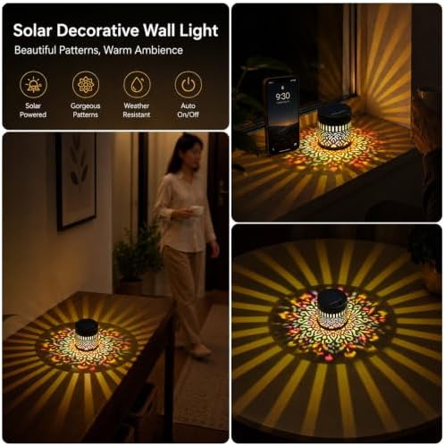Solar Mandala Projection Wall Light, Waterproof Solar Fence Lamp - Image 7