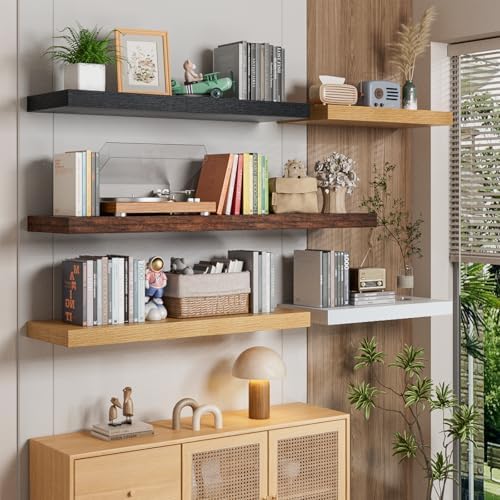Heimlove 36 Inch Wall Shelf Bathroom Shelves Set of 2, Wall Mounted Shelves - Image 5