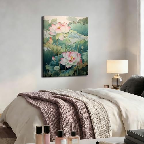 ZERILYN Ship Next Day Lotus Flower Wall Art Canvas Prints Botanical Pictures - Image 4