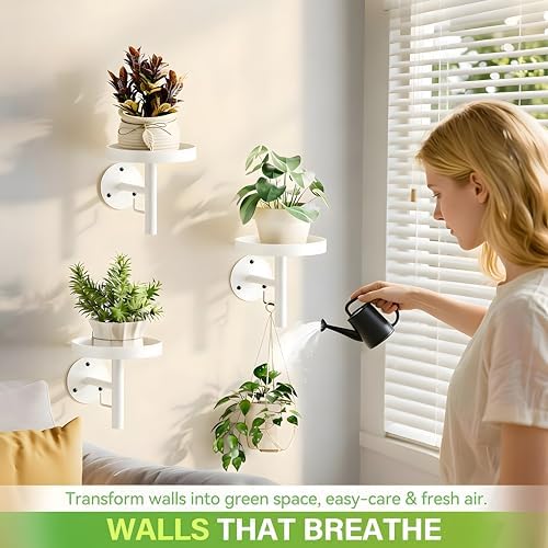 DELLAN Wall Plant Holder, 3 Pack Metal Stand, All White - Image 2
