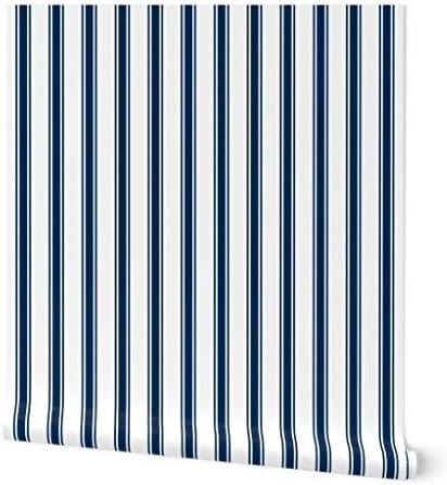 Spoonflower Navy Stripe French Peel and Stick Removable Wallpaper by Spoonflower