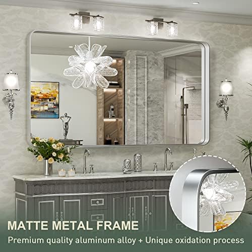 TokeShimi 55 x 36 Inch Brushed Silver Mirror Wall Mirror - Image 3