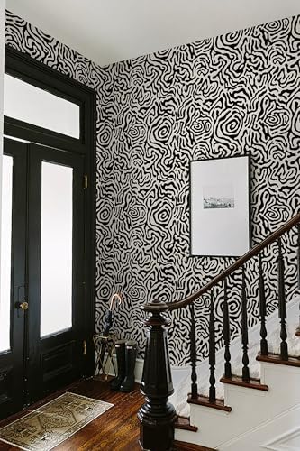 Black and Cream White Peel and Stick Wallpaper Abstract Geometric Self Adhesive - Image 4