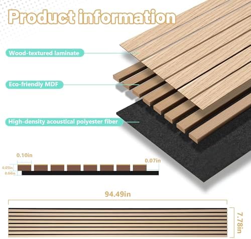 Wood Slat Acoustic Panels, 94.5 x 12.6 Inch - Image 3