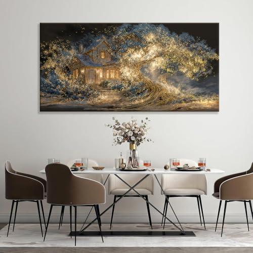 Large Glowing Gold Tree vintage Canvas Wall Art - Image 5