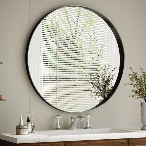 VooBang Round Bathroom Mirror 30 inch, Modern Round Bathroom Vanity Mirror - Image 6