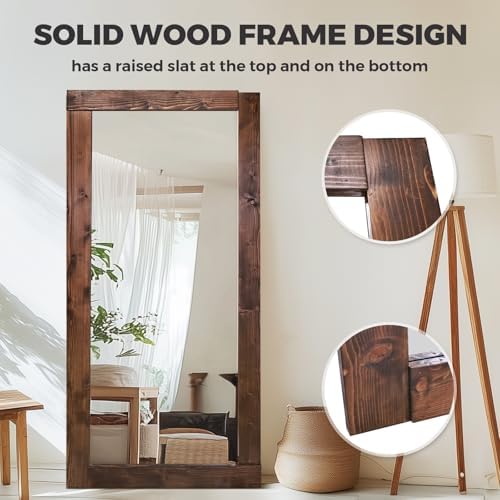 71x32in Full Length Mirror, Solid Wood Convex Frame - Image 4