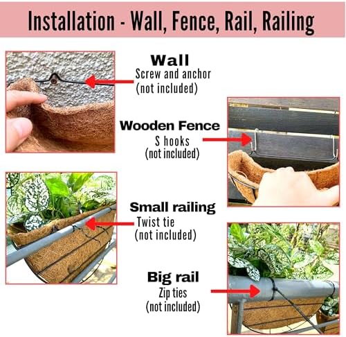 LaLaGreen Large Wall Planter Coco Liner Flower Baskets - Image 3