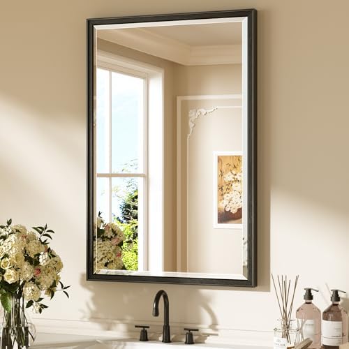 Keonjinn 24" x 36" Black Framed Bathroom Mirrors, Aluminum Alloy Frame by Keonjinn