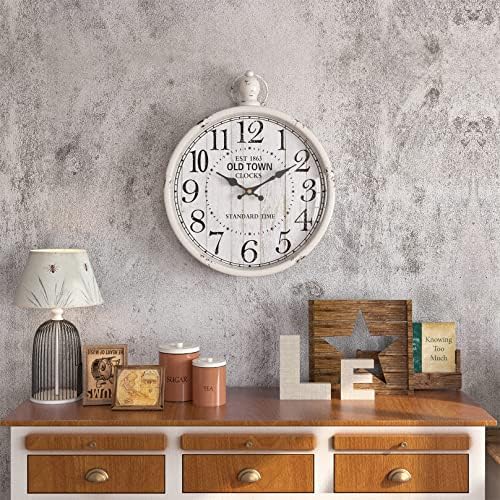 Menterry Retro Farmhouse Wall Clock. White Vintage Antique Style - Image 6