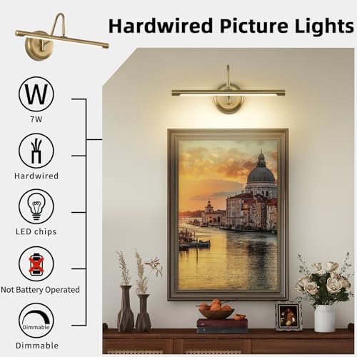 JOOSENLUX 16.5" Brass Picture Light Hardwired, Adjustable LED Art Display - Image 4