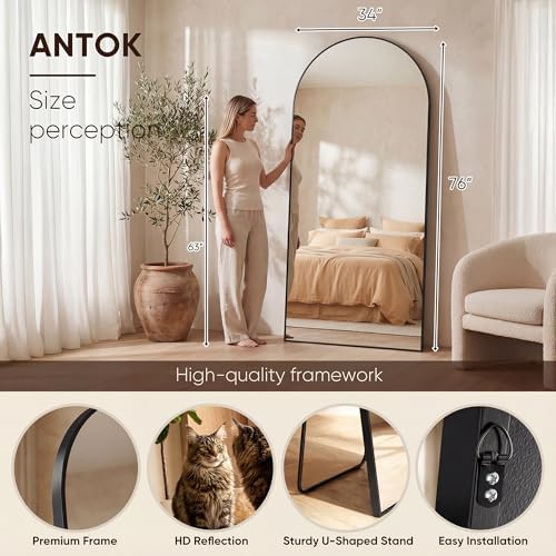 Antok 76" x34” Arched Full Length Mirror, Floor Mirror - Image 3