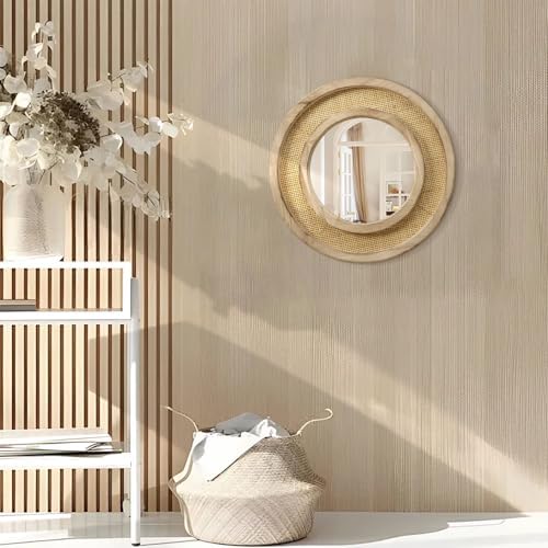 JJUUYOU Wood Mirror with Wood Frame Circle Mirrors - Image 3